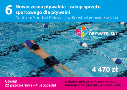 Nowoczesna pływalnia - zakup sprzętu sportowego dla pływalni Centrum Sportu i Rekreacji w Konstantynowie Łódzkim